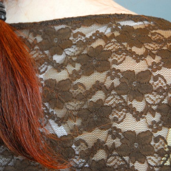 3/4 Sleeve Brown Lace Top - Picture 3 of 6